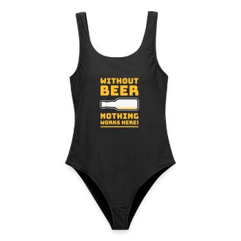 Sans bière, rien ne marche ici ! (BÛT UN DE PIS 3C) - Maillot de bain femme - noir - Devant - AI Model Female 172 light (172cm)