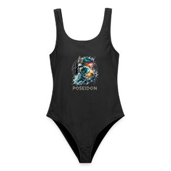 Poseidon Gott Meer Wellen - Frauen Badeanzug - Schwarz - Vorne - AI Model Female 172 light (172cm)