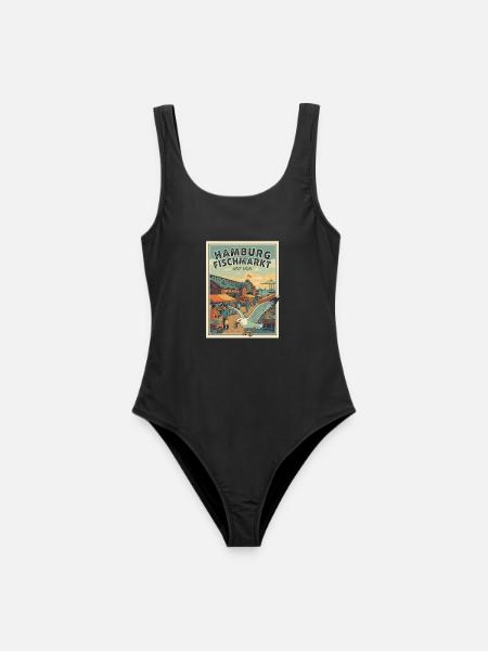 Hamburg Vintage Fischmarkt - Frauen Badeanzug - Schwarz