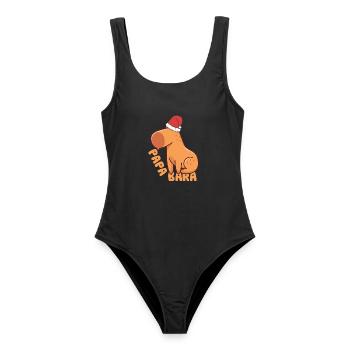 lustiges Wasserschwein Papabara t-shirt - Frauen Badeanzug - Schwarz - Vorne - AI Model Female 172 light (172cm)