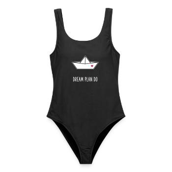 Dream Plan Do - Bateau en papier Cœur - Maillot de bain femme - noir - Devant - AI Model Female 172 light (172cm)