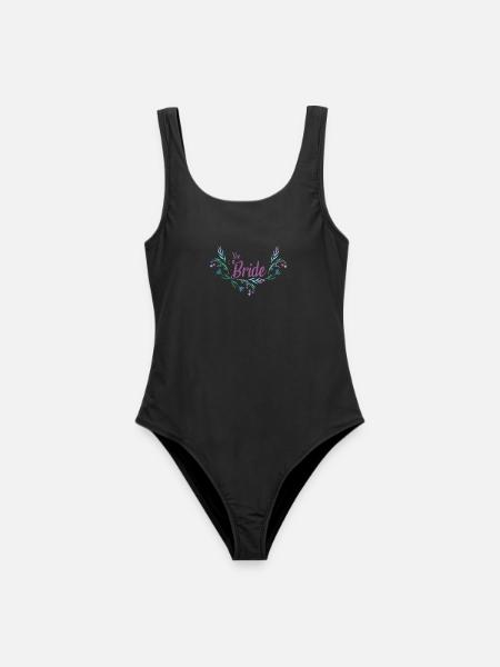 Trauungsdesign mit Blumengirlande für Braut - Frauen Badeanzug - Schwarz
