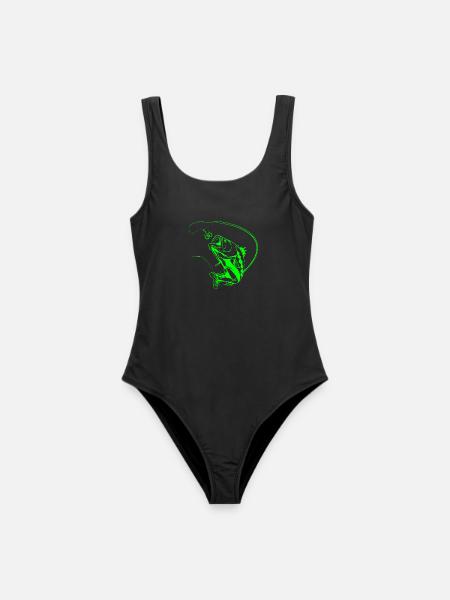 Leuchtender Angelfisch im Neon-Stil - Frauen Badeanzug - Schwarz