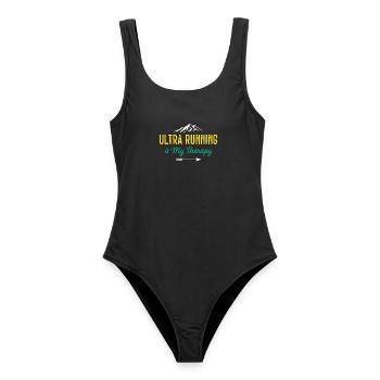 Ultra Running ist meine Therapie - Frauen Badeanzug - Schwarz - Vorne - AI Model Female 172 light (172cm)