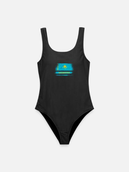 Kasachstan Vintage Flaggen Design - Frauen Badeanzug - Schwarz