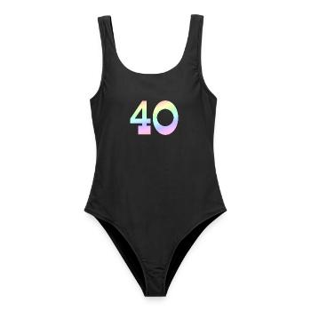 Geburtstagsgeschenk, 40 pastell Verlauf - Frauen Badeanzug - Schwarz - Vorne - AI Model Female 172 light (172cm)