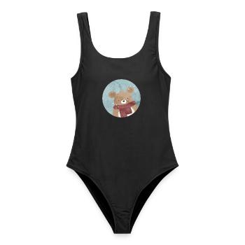 Ours doré sucré en hiver quand il neige - Maillot de bain femme - noir - Devant - AI Model Female 172 light (172cm)