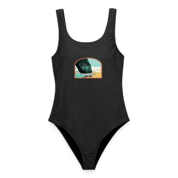 Illustration de la Plage d'Adraga, Sintra Portugal - Maillot de bain femme - noir - Devant - AI Model Female 172 light (172cm)