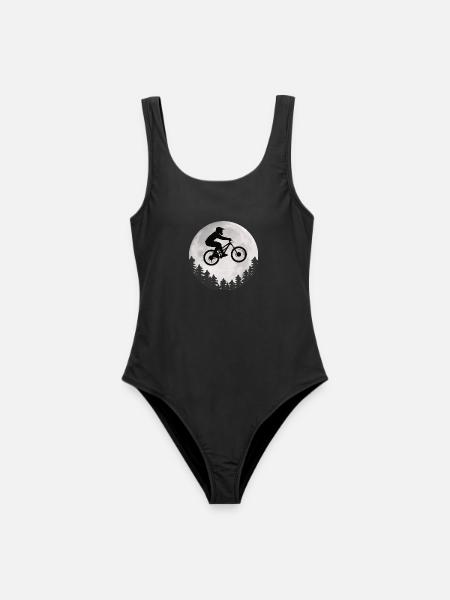 Mountainbike Mond Mountainbiker Moon - Frauen Badeanzug - Schwarz