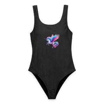 Einhorn (02) - Frauen Badeanzug - Schwarz - Vorne - AI Model Female 172 light (172cm)