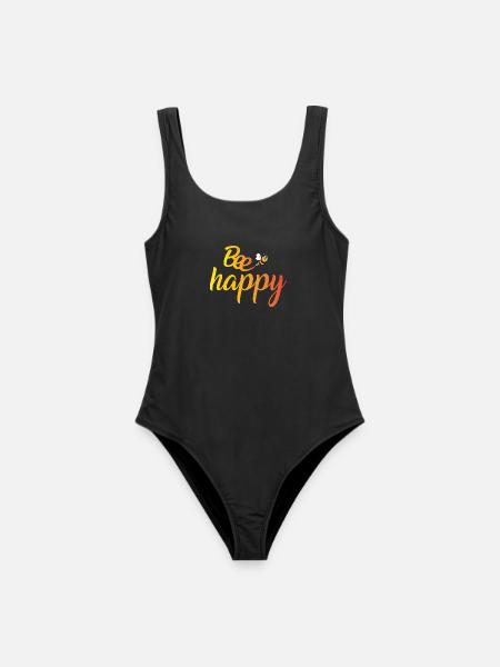 Biene glücklich Gradient Schrift - Frauen Badeanzug - Schwarz