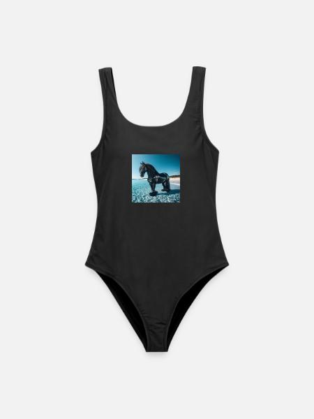 Pferd im Wasser - Frauen Badeanzug - Schwarz