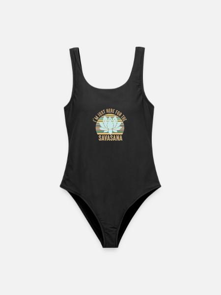 I'm Just Here For The Savasana Cool Yoga Retro - Frauen Badeanzug - Schwarz