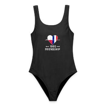 Polen und Frankreich 100% Freundschaft - Frauen Badeanzug - Schwarz - Vorne - AI Model Female 172 light (172cm)