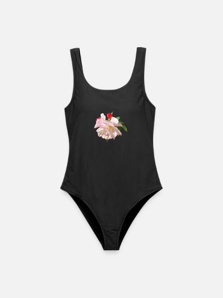 Rosenblüte Weiß Rosa Akzente - Frauen Badeanzug - Schwarz