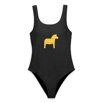 Dala Horse Stripes Suède Noël scandinave - Maillot de bain femme - noir - Devant - AI Model Female 172 light (172cm)