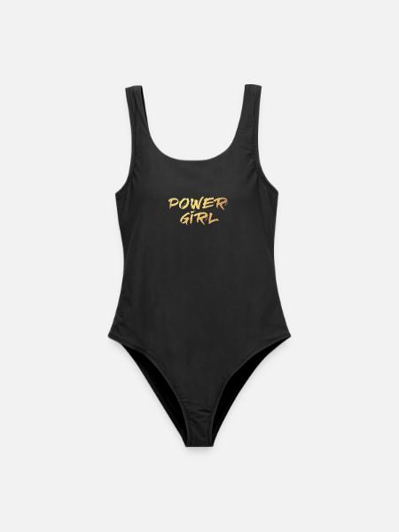 Power Girl Gold Mädchen Energie Handschrift deluxe - Frauen Badeanzug - Schwarz
