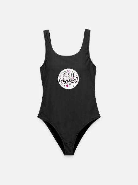 Liebevolles Mama-Design mit Herzmotiven - Frauen Badeanzug - Schwarz