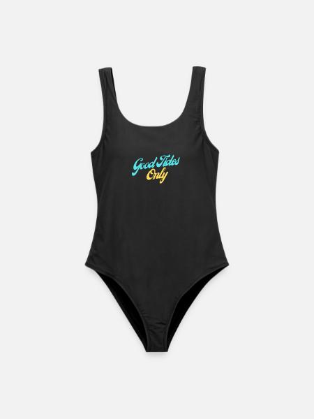 Good Tides Only Inspirierender Schriftzug  - Frauen Badeanzug - Schwarz