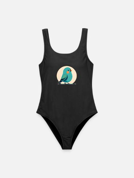 Kleiner grün-blauer Vogel - Frauen Badeanzug - Schwarz