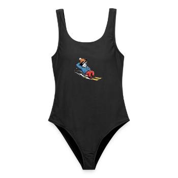 Chien de ski détendu avec lunettes de soleil et chapeau - Maillot de bain femme - noir - Devant - AI Model Female 172 light (172cm)