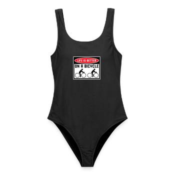 Life is better on a bicycle Radfahren Spruch Sport - Frauen Badeanzug - Schwarz - Vorne - AI Model Female 172 light (172cm)