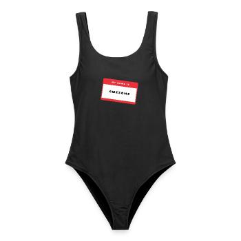 Awesome Namensschild - Frauen Badeanzug - Schwarz - Vorne - AI Model Female 172 light (172cm)