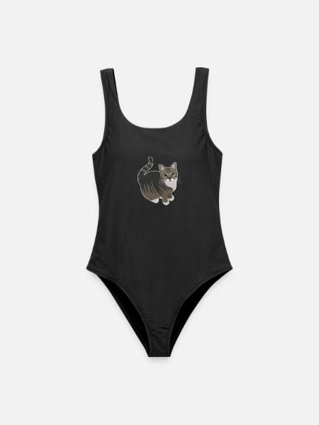getigerte Katze mit weißen Pfoten - Frauen Badeanzug - Schwarz