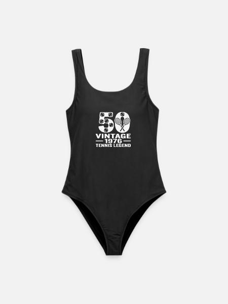 Tennis 50. Geburtstag 1976, Shirt, Tasche, socken - Frauen Badeanzug - Schwarz