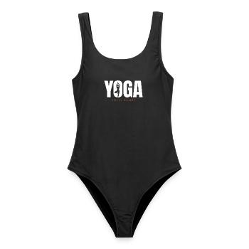 Yoga Balance – Stay in Balance Motivation - Frauen Badeanzug - Schwarz - Vorne - AI Model Female 172 light (172cm)