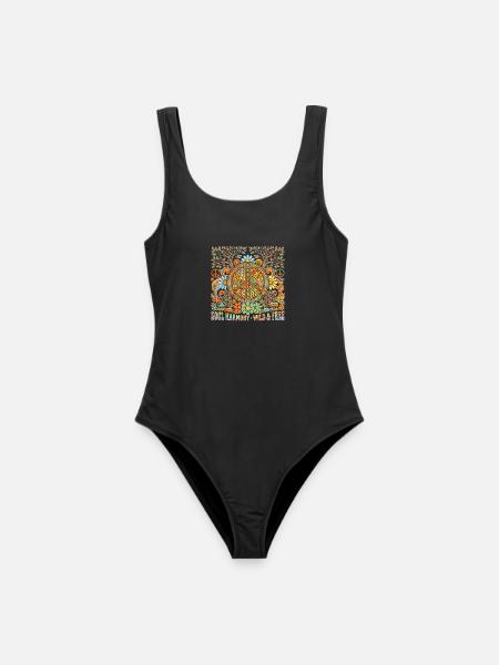 Peace Love Harmonie 60s - Frauen Badeanzug - Schwarz