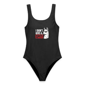 I Don't Give A Spit Lama Spruch Shirt - Frauen Badeanzug - Schwarz - Vorne - AI Model Female 172 light (172cm)