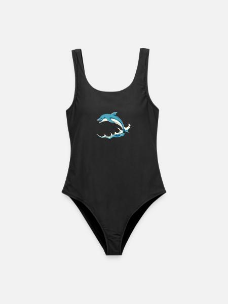 Delfin Delphine T-shirt Geschenk - Frauen Badeanzug - Schwarz