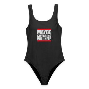 Maybe Swearing Will Help Sarkastisch Spruch Logo - Frauen Badeanzug - Schwarz - Vorne - AI Model Female 172 light (172cm)