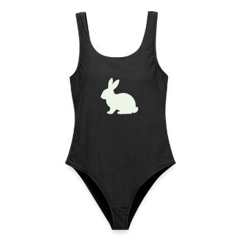 Zarte Kaninchen Silhouette - Frauen Badeanzug - Schwarz - Vorne - AI Model Female 172 light (172cm)