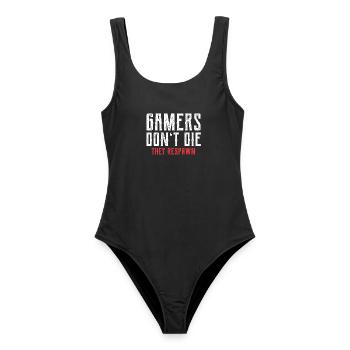 Gamers Respawn - Frauen Badeanzug - Schwarz - Vorne - AI Model Female 172 light (172cm)