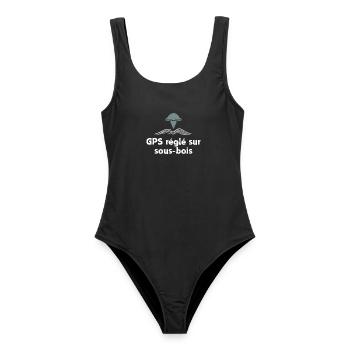 GPS règlé sur sous-bois champignon - Maillot de bain femme - noir - Devant - AI Model Female 172 light (172cm)
