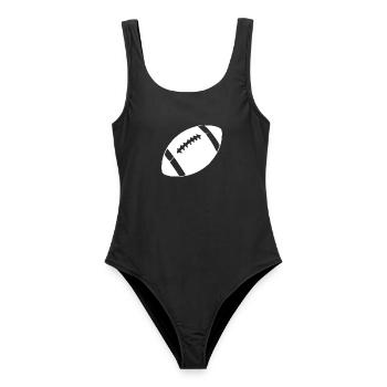 american_football_weiss_Geschenk - Frauen Badeanzug - Schwarz - Vorne - AI Model Female 172 light (172cm)