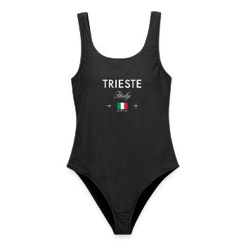 Triest Italien Koordinaten Reise Souvenir - Frauen Badeanzug - Schwarz - Vorne - AI Model Female 172 light (172cm)
