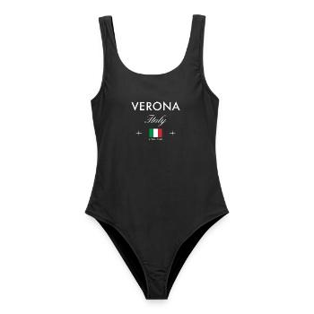 Verona Italien Koordinaten Reise Souvenir - Frauen Badeanzug - Schwarz - Vorne - AI Model Female 172 light (172cm)