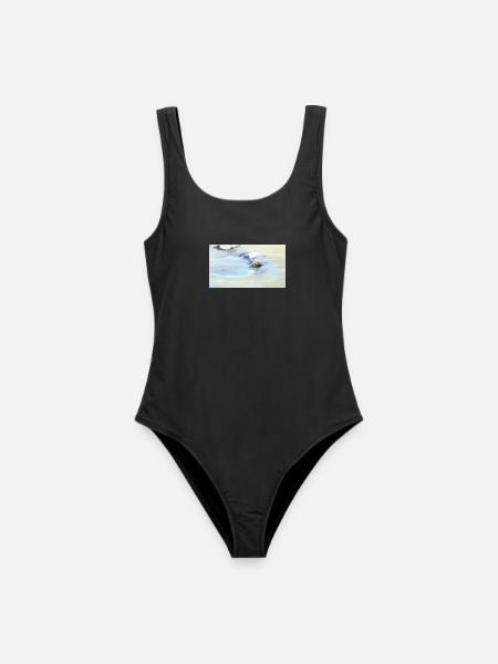 Fließendes Blau Wasserrauschen - Frauen Badeanzug - Schwarz