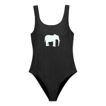 Elefant Silhouette - Frauen Badeanzug - Schwarz - Vorne - AI Model Female 172 light (172cm)