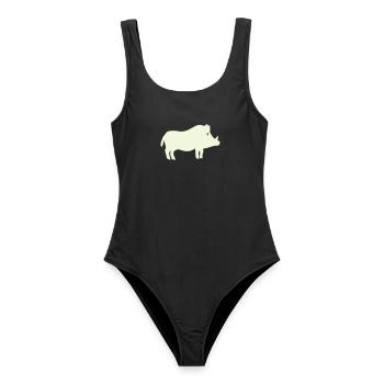 Pastell Wildschwein Silhouette - Frauen Badeanzug - Schwarz - Vorne - AI Model Female 172 light (172cm)