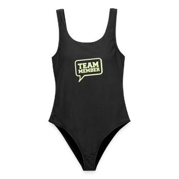 Teammitglied im Sprechblasen-Design - Frauen Badeanzug - Schwarz - Vorne - AI Model Female 172 light (172cm)
