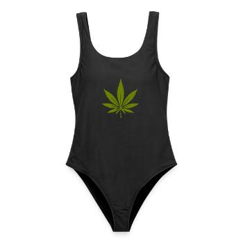 Hanf Hanfblatt Cannabis Geschenk Kiffer - Frauen Badeanzug - Schwarz - Vorne - AI Model Female 172 light (172cm)