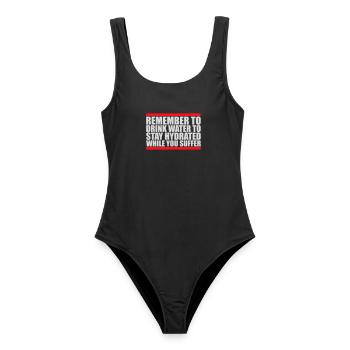 Remember to drink water Denk an Wasser Spruch Logo - Frauen Badeanzug - Schwarz - Vorne - AI Model Female 172 light (172cm)