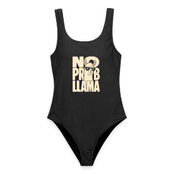 No Prob Llama – Cooles Lama mit Sonnenbrille - Frauen Badeanzug - Schwarz - Vorne - AI Model Female 172 light (172cm)