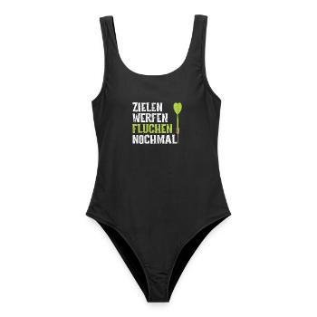 Darts Zielen Werfen Fluchen Nochmal Dart Spruch - Frauen Badeanzug - Schwarz - Vorne - AI Model Female 172 light (172cm)