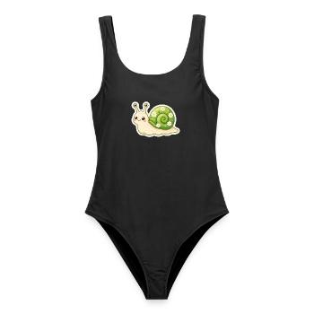 Garden Snail Smile – Garten Schnecke Lächeln - Frauen Badeanzug - Schwarz - Vorne - AI Model Female 172 light (172cm)