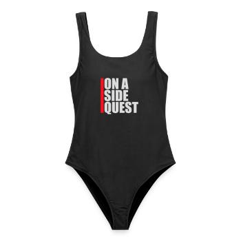 On A Side Quest Gaming Adventure Spruch Logo Text - Frauen Badeanzug - Schwarz - Vorne - AI Model Female 172 light (172cm)